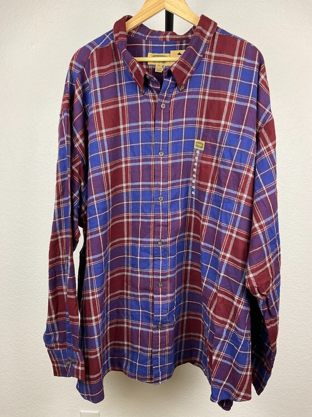 The Foundry Supply Co Men’s Flannel Shirt 5XL Red Blue Plaid Big Tall NWT